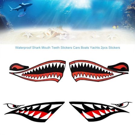 Blå 4 stk. Vanntett Morsom Hai Båt Klistremerke Dekaler Dekor