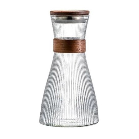 Vattenkanna för varmt och kallt vatten, tekanna 1,5L med valnötslock, kanna för kokt vatten, vattenflaska för fruktte, juice, kylskåp, kök