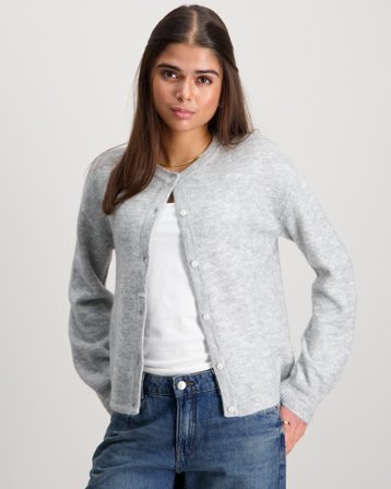 LMTD NLFLODET LS SHORT KNIT CARDIGAN Grå Trøjer Pige - Kids Brand Store