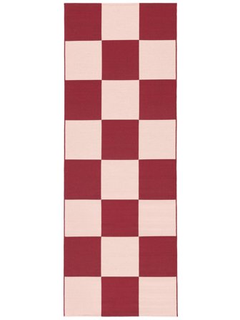 Lavable Scacchi Boxie Rosa Chiaro/Rosso Tappeto Da Corridoio Piccolo Oeko-Tex