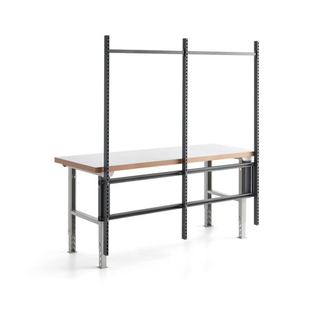 Laajennusosa teollisuuspöytään ROBUST 2000 mm ja SOLID 2000 mm, 3 pystyelementtia, tummanharmaa