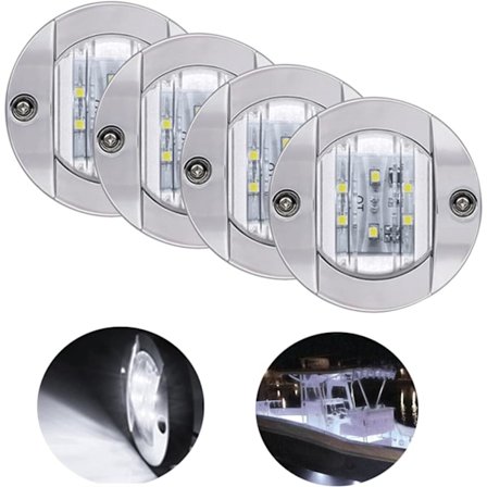 4-pack LED-båtljus 12V runda marina lampor LED akterspegelmonteringsljus för båtdäck