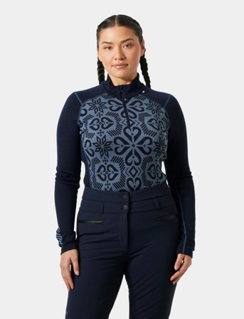 Helly Hansen W Lifa Merino Midw Gra 1/2 Zip - Navy - M