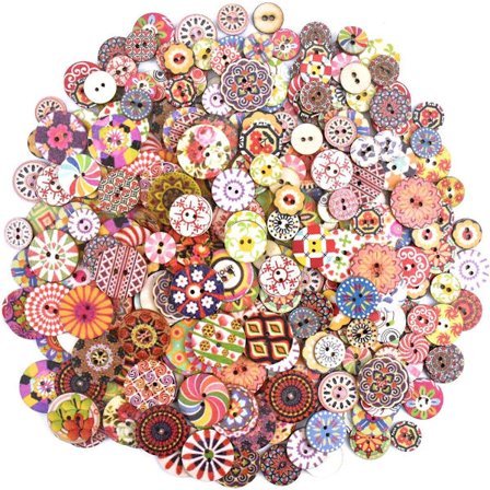 300 kpl - Napit - Vaatenapit - Ompelunapit - Pyöreät lasten napit - 2 reikää - Puiset ompelunapit