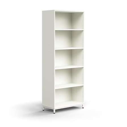 Bookcase QBUS, 4 shelves, leg frame, 2020x800x400 mm, white