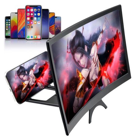 Telefon Skärmförstorare, 12" 3D Smart Telefon Skärmförstorare HD Filmförstärkare Vikbart Mobiltelefonhållare Stativ Passar för iPhone Samsung Galaxy 