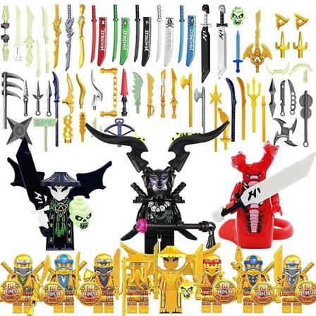 Ninja Masters of Spinjitzu Cole Zane minidukkefigurer med supermange våpen byggeklosser