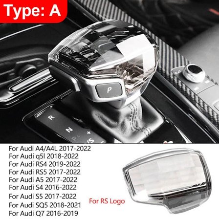 Modifierad Kristallhandtag Växelspaksknopp Skydd Spak Pinne Huvud Dekor Skydd med RS Sline Klistermärke För Audi A4 A6 Q5 A5 Q7 Q8 A8-Typ A - RS Logo