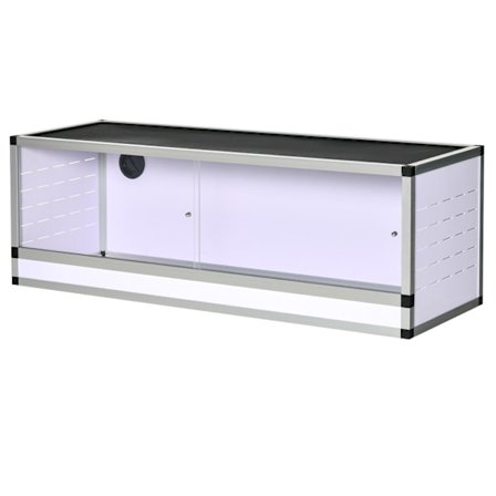 Terrarium Reptil Avlsboks Til Krybdyr Padder Spindlere Fremstillet Af Aluminium Hvid + Sølv + Sort 120 X 40 X 40 Cm