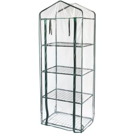 Drivhus med 4 Etager - Mærke - Model - Holdbar PVC Dække - Nem Adgang - Gratis Håndspade