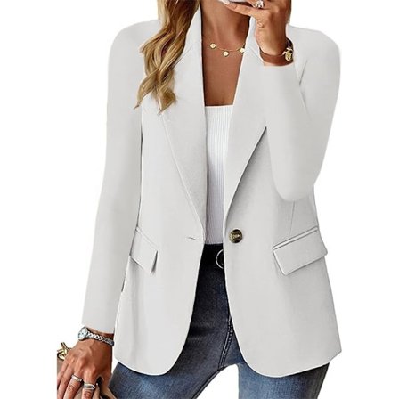 Dam Blazer Business Casual Blazrar Långärmad Knäppning Blazer Jacka VIT VIT L