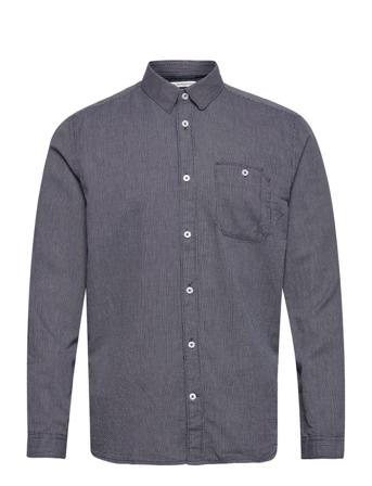 Structured S Skjorta Casual Grå Tom Tailor