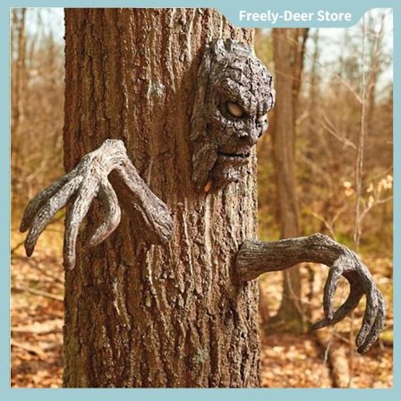 Creative Bark Ghost Facial Tree Bark Outdoor Garden Statue