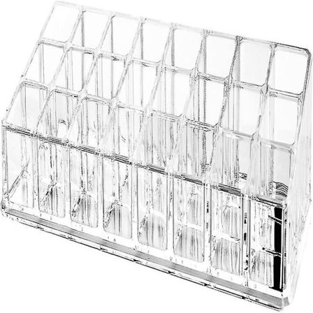 Transparent akrylställ för läppstift, 24 fack kosmetisk läppstiftsorganisatör sminkborste smyckesdisplayställ