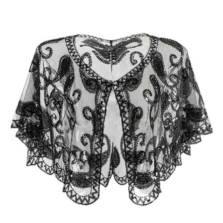 Kvinder Sjal Aften Prom Cape SORT