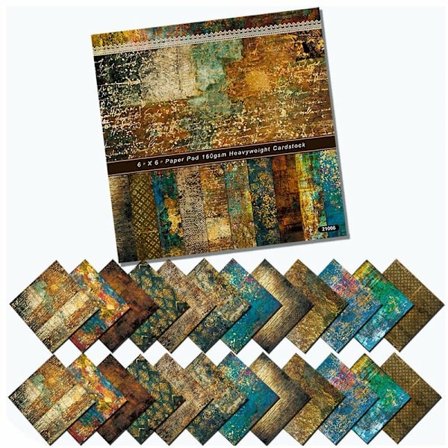 Albumpapper, 24 ark blandat färgat papper, 6 tum x 6 tum E