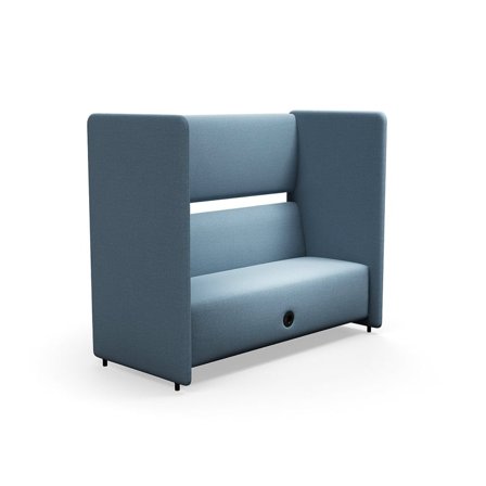 Soffa CLEAR SOUND, 3 sits, med USB/220V-uttag, tyg Focus Melange, himmelsblå