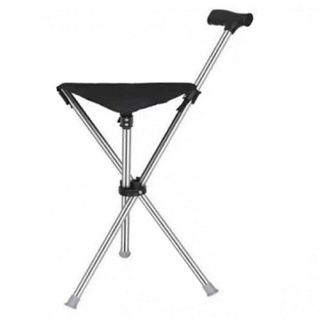 Eldre stav med sete, bærbar teleskopisk vandrestavstol for utendørs bruk, egnet for fotturer