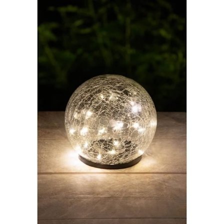 GALIX solar kugle - Knust glas effekt - Ø 15cm - 25 hvide LED'er