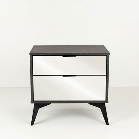 Specchio Yöpöytä 2 Laatikossa Musta Tammi Peili 58X39X55Cm