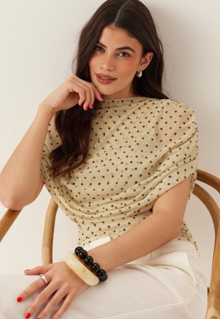 BUBBLEROOM-Drapy Mesh Cape Top-L