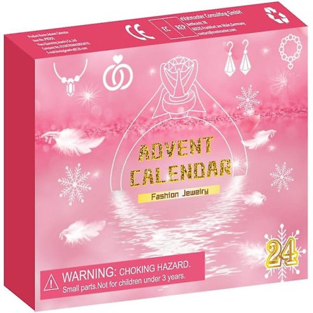 Nedtelling Jule Blind Box Adventskalender 2023 for Barn Smykkersett Blind Box Ring Halskjede Øredobber 24-delt sett