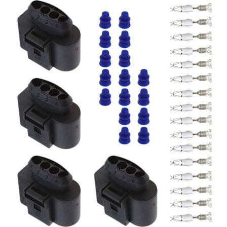 4 kpl sytytyspuolan kontaktitappeja liittimellä ja tiivisteellä B5:lle - 1J0973724