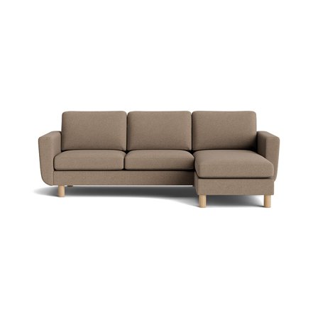 Haven Chaiselongue-Sofa, wendbar | schmale Chaiselongue in Loop Dunkelbeige, skandinavischer Stil, zeitloses Design, 86cm Gesamthöhe.