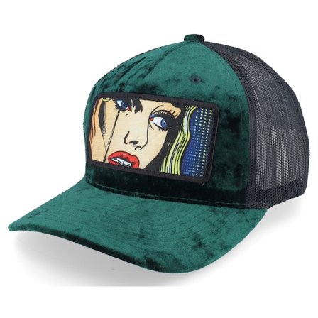 Calza Pennello - Verde trucker Cappellino - Crying Girl Pop Art Velvet Navy/Black A-Frame Trucker @ Hatstore