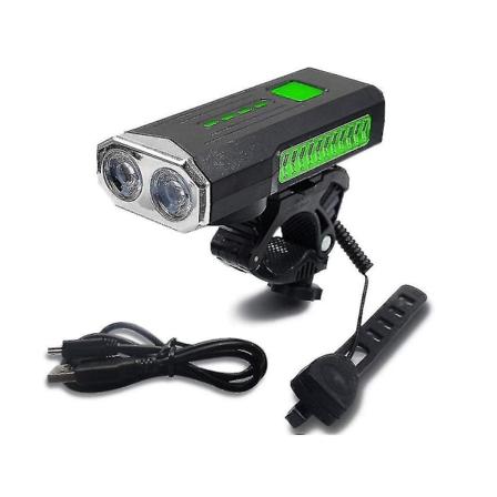 Tehokas LED-polkupyörän valo, taskulamppu, äänitorvi, yöajovalot, ladattava etuvalo, polkupyörän lamppu (musta)