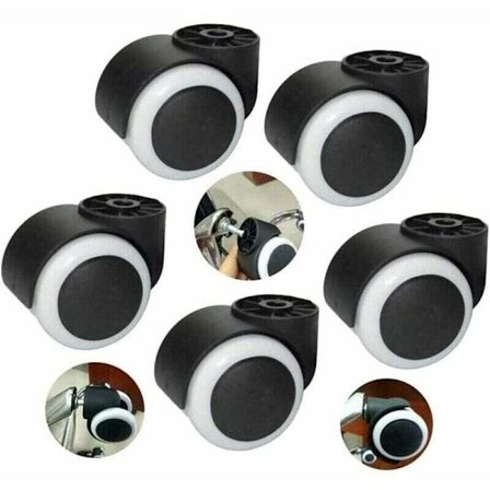 5 stk. Støddæmpende hjul, 50 mm gummihjul til kontorstol, udskiftningshjul til drejestol, møbelhjul, til kontorstol