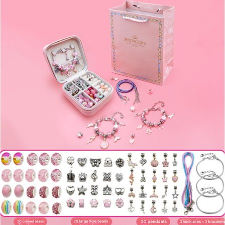 DIY Armband Kit - Make Your Own Bracelet - Multiple Charms, Bracelets, Beads - Perfect Gift for Other Pinks