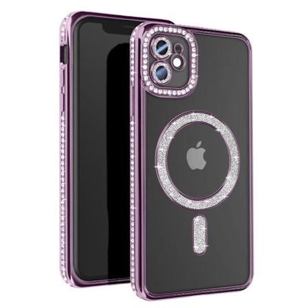 AVIZAR Skyddsfodral för iPhone 11 - Lila Rhinestone Contour - MagSafe-kompatibel