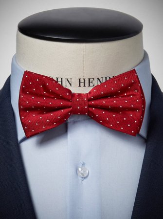 John Henric Men's Rote Gepunktete Fliege Size Pre-tied