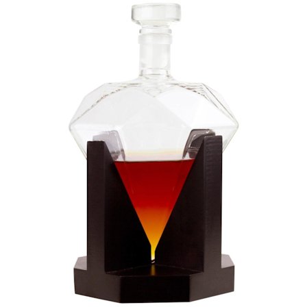 Karaffel med diamantformet base i rød eg