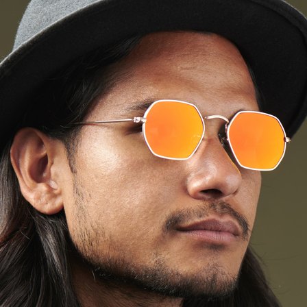 Groovy Gold-Tone & Orange Sunglasses for Men - Retro sunglasses