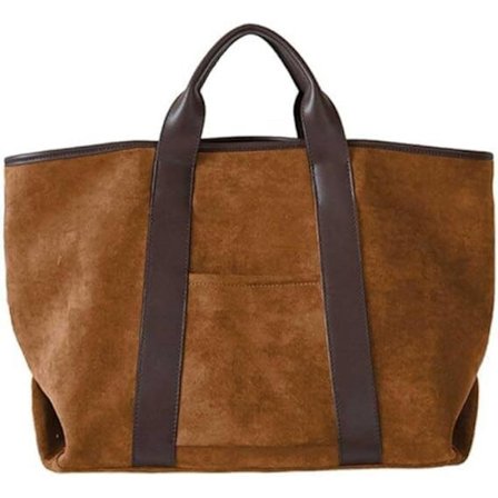 (Brun) Tote Bag i semsket skinn, Håndveske, Retro Arbeidsveske, Stor Kapasitet Damehåndveske, Romslig Brun Tote Bag