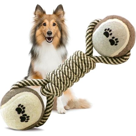 Hundleksak tuggleksaker rengöring tänder tennis bomullsrep hantel Sha