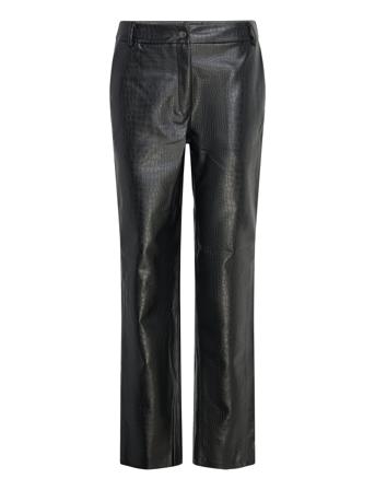Crocobbdagga Pants Bottoms Trousers Leather Leggings-Bukser Black Bruuns Bazaar