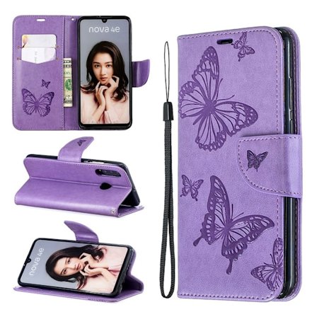 Butterfly läder Huawei P30 Lite fodral - Lila