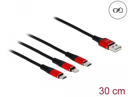 Delock 3 in 1 kun lade-kabel - Lightning / USB - 30 cm