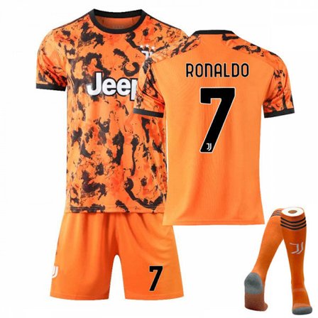 RYI-Cristiano Ronaldo Juventus Hemmaställ & Bortaställ 2021 - Orange, Storlek 24 Orange 24