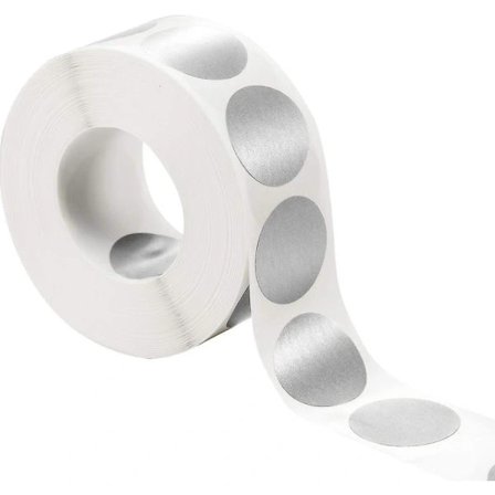300 st De-Sap Runda Etiketter (Silver, 2,54 cm Cirkel)