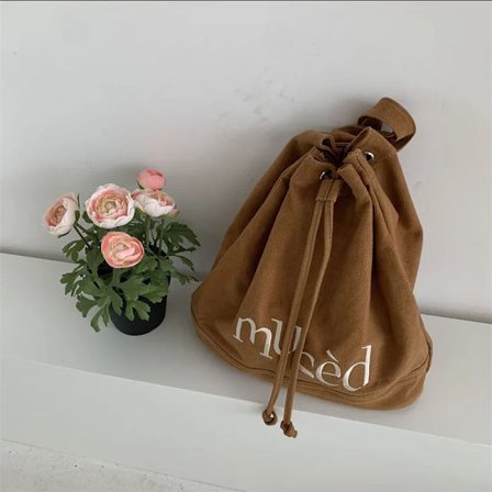 Ryggsekk brodert dame canvas ryggsekker snøring skolesekker for tenåringer hverdagsryggsekker for damer stor kapasitet~01806