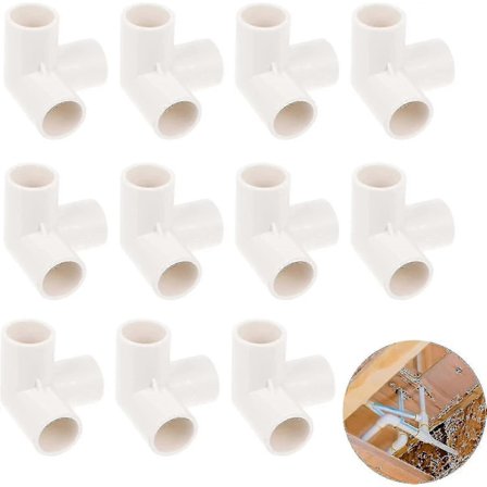 3-vejs Indvendig Diameter 20 mm PVC Fittings 3-vejs Albue PVC Fitting Konnektorer Vandrørsamlinger Til Vanding Vandingsrør (11 stk., Hvid)