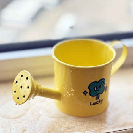 Gjutjärnskanna - liten gjutjärnskanna för trädgården - hink - fyrklöver - gul