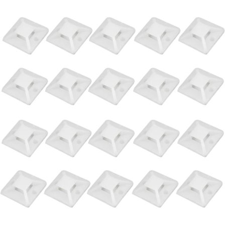 500 kpl itseliimautuvia nippusidekiinnikkeitä - 25 x 25 mm - Kaapelin kiinnitys - Kaapelinpidike - Liimakiinnike - Kiinnitysalusta (valkoinen)