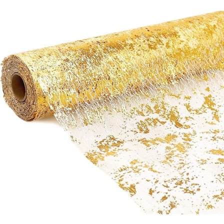 Bordløper, Ikke-vevd Bordbånddekorasjon, Juleribbonsløyfe i Glitrende Polyester med Gullfolie for DIY Bryllup Jul Borddekor