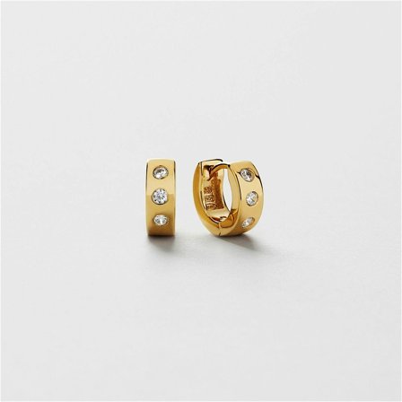 Love Hoops - Örhängen - 24K GULDPLÄTERAT STERLING SILVER - Safira