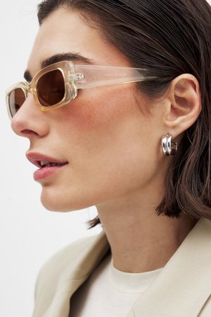 NA-KD Accessories Wide Retro Look Recycled Sunglasses - Solbriller - Hvid - One Size